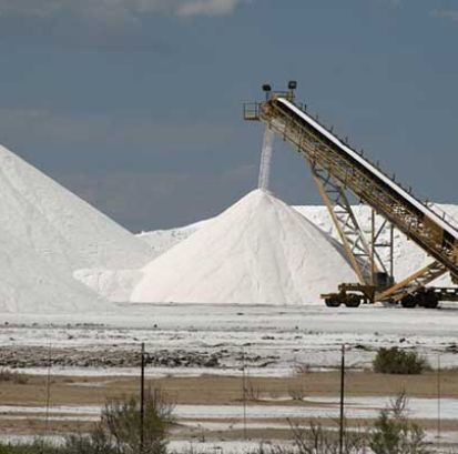 Large stockpile of road salt.