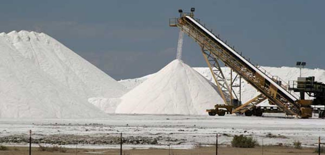 Large stockpile of road salt.